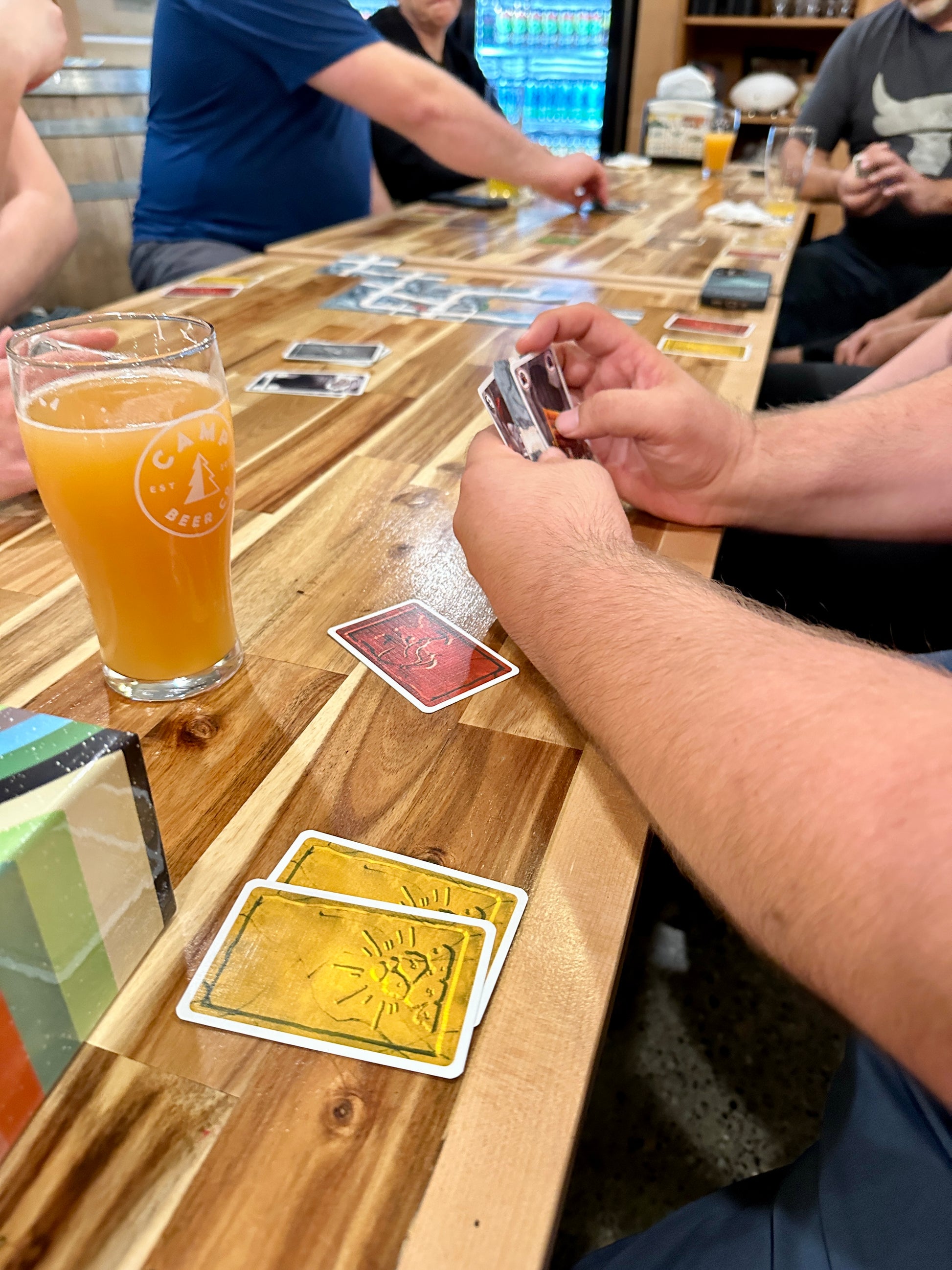 Party board game night, playing Saboteur at Camp brewery in Langley BC